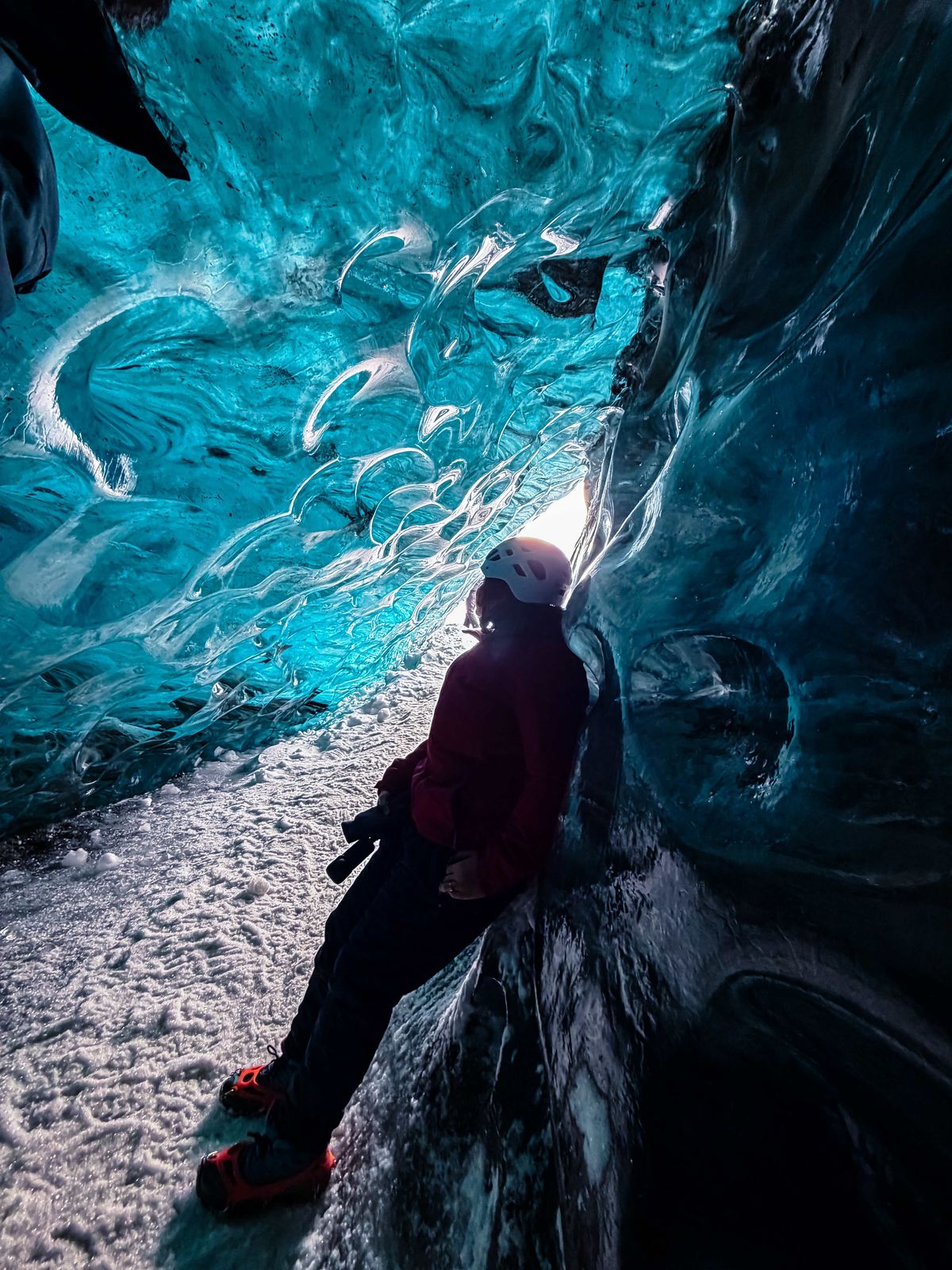 Ice cave — Utsav inside, blue ceiling