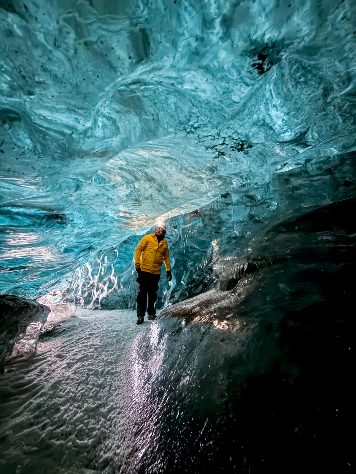 Ice cave — looking up at the glacier