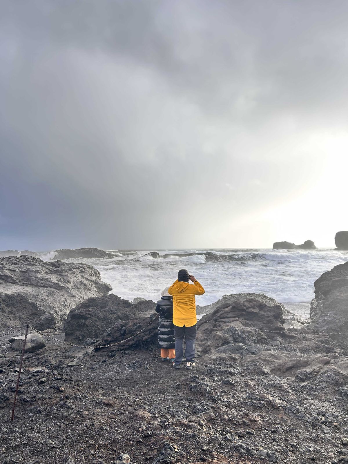 Standing at the ocean's edge, watching the waves — Dyrhólaey